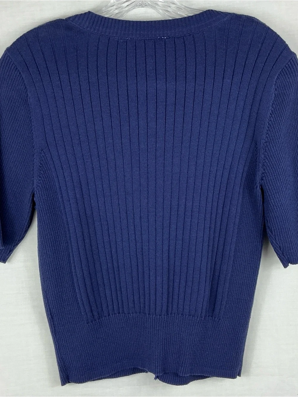 CROFT&BARROW Short Sleeve Navy Cotton Cardigan Womens L